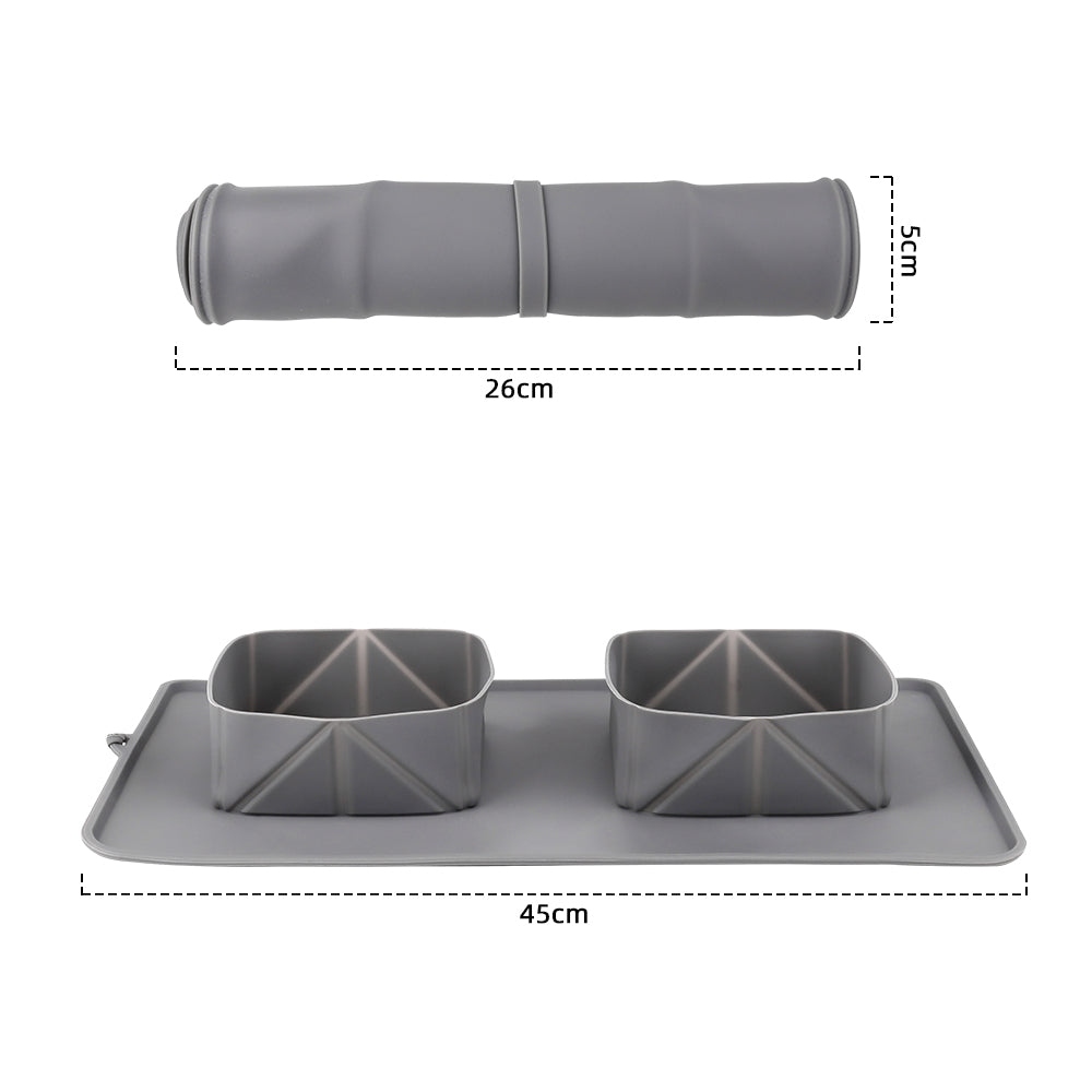 Folding pet feeding travel silicone mat