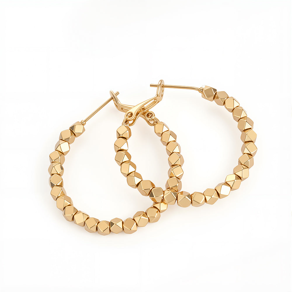Gold Crushed Silver Unique Hoop Earrings