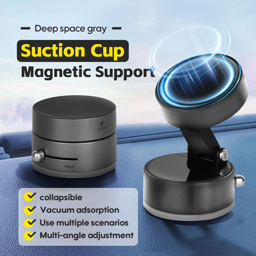 Car phone holder vacuum adsorption navigation dedicated magnetic stable holder-Deep space gray