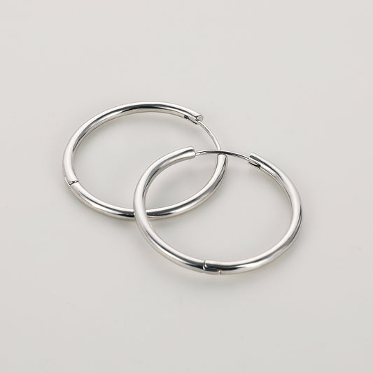 925 Sterling Silver Large Hoop Earrings