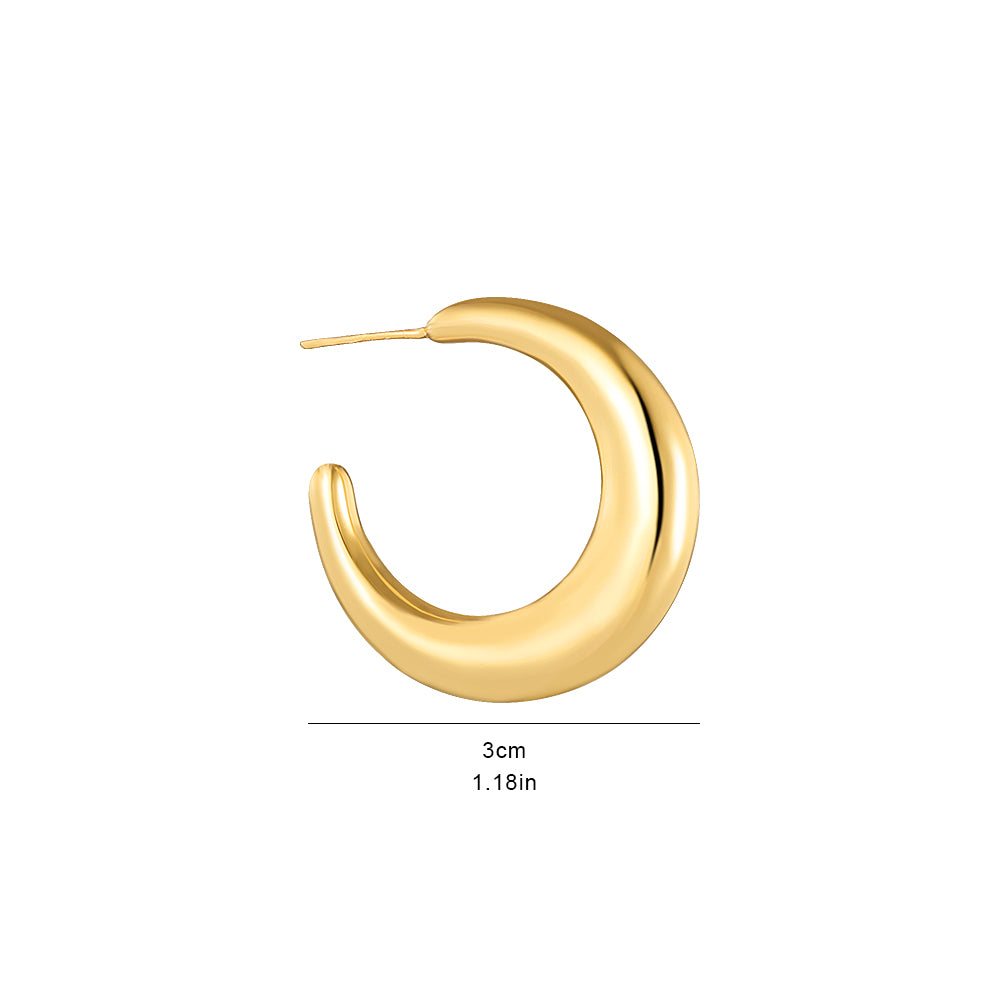 14K Copper Plated with Gold,925 Silver Needle Smooth Gold Circle Hoop Earrings 50mm