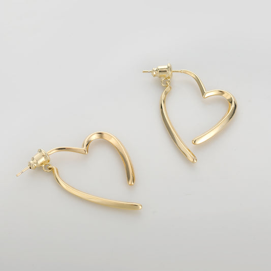 Metal heart niche design temperament sterling silver earrings