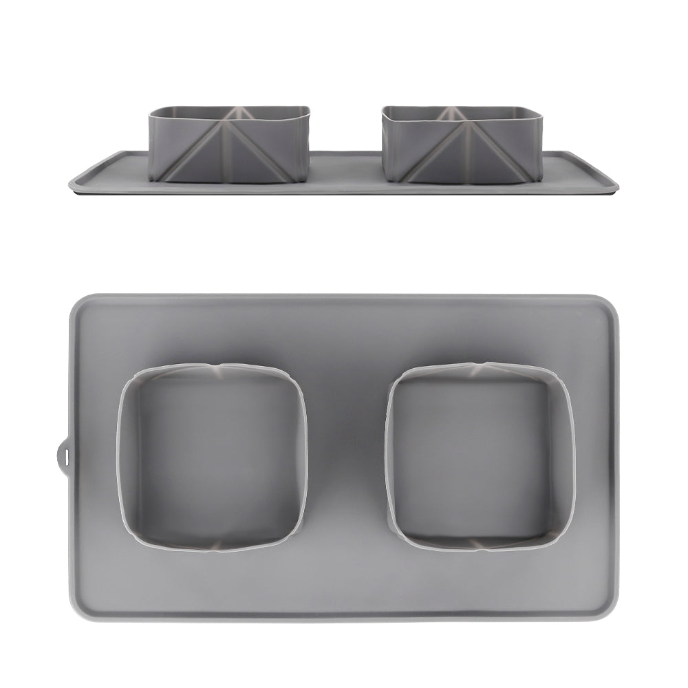 Folding pet feeding travel silicone mat