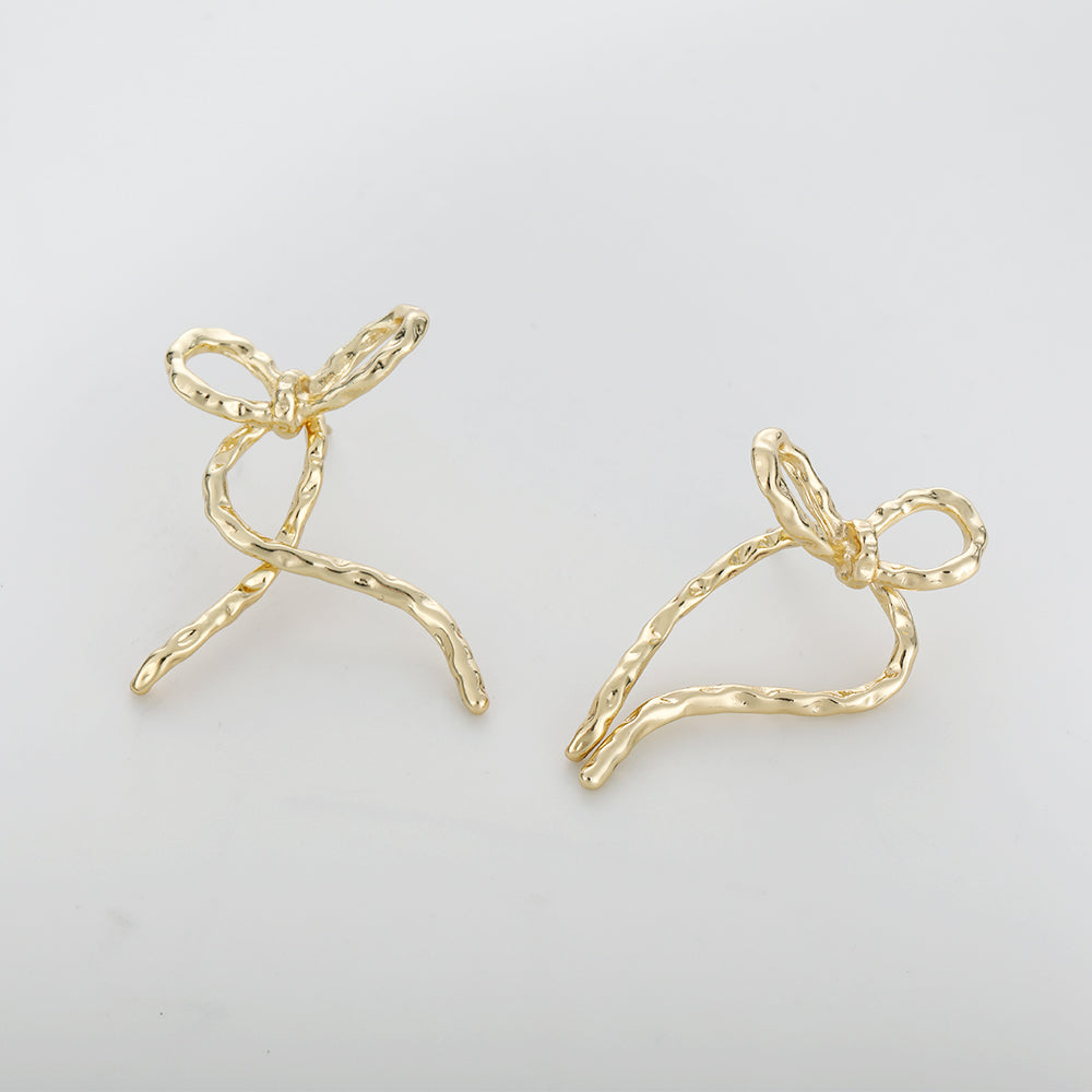 Irregular ribbon bow high-end earrings