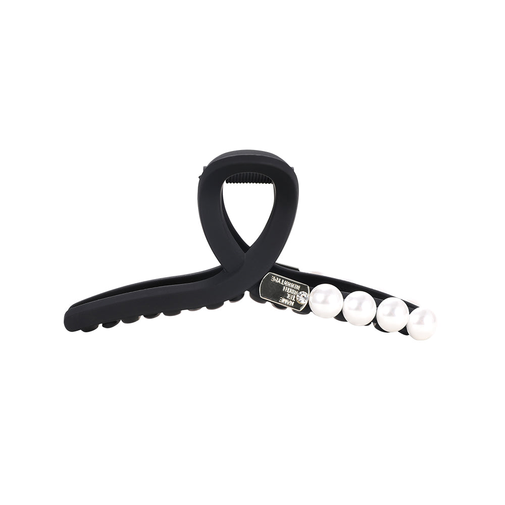 A sophisticated matte pearl hairpin with a high-end feel and a shark clip