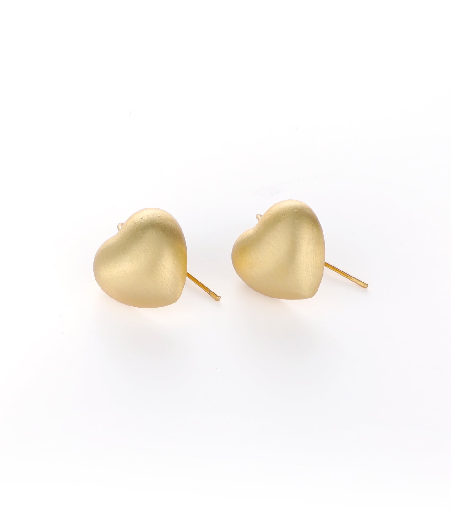 Metallic gold brushed trendy heart earrings