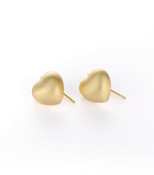 Metallic gold brushed trendy heart earrings