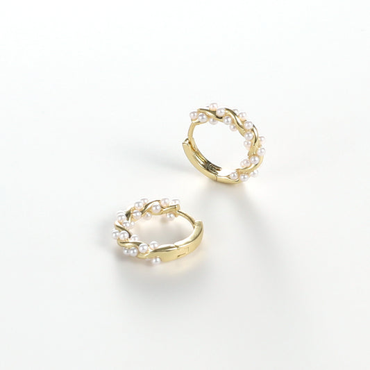 Gentle Temperament Twisted Pearl Round Earrings