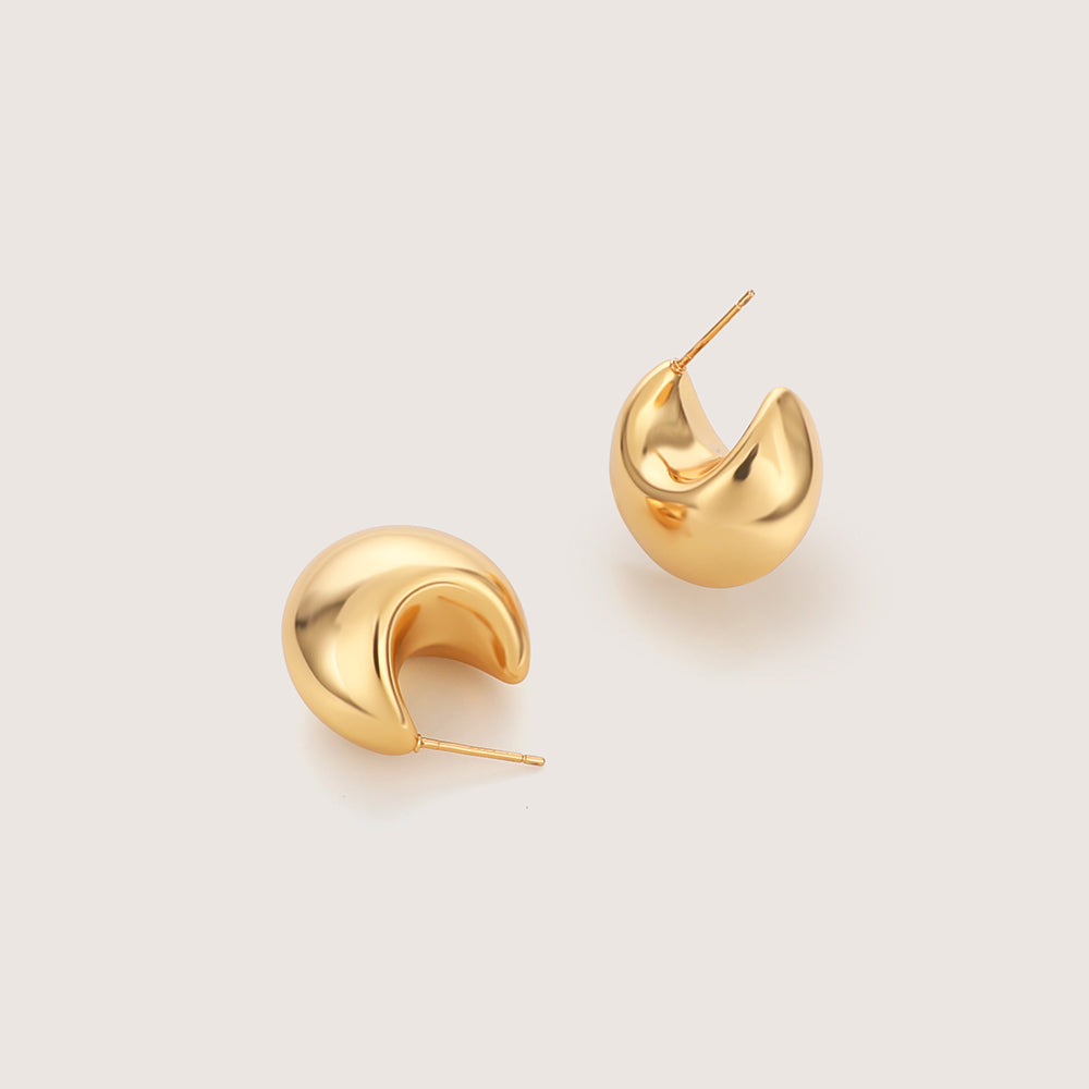 French retro cool style gold bean earrings