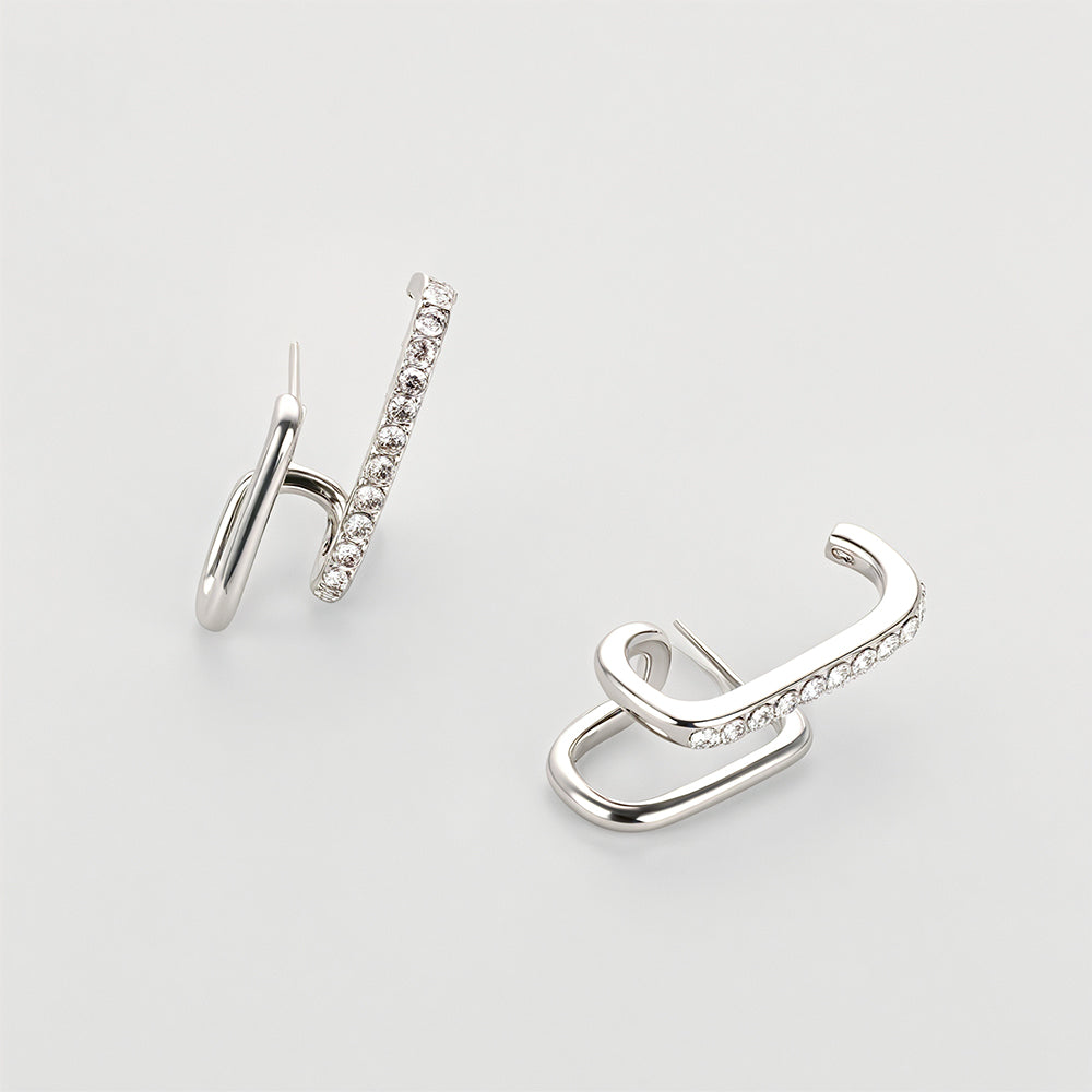 925 Silver Needle Micro-Paved Sparkling Diamond Double Vertical Bar Earrings