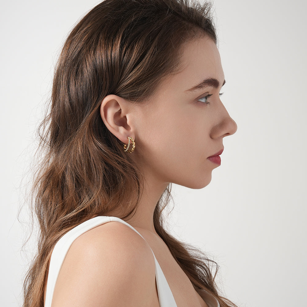 Double-Layer Sparkling Diamond Hoop Earrings