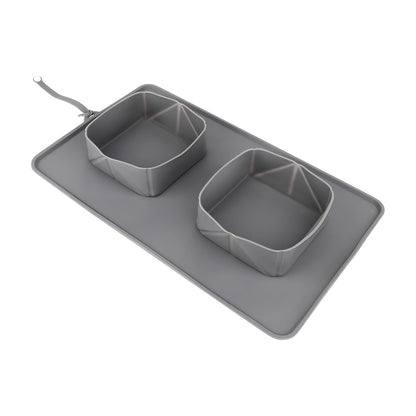 Folding pet feeding travel silicone mat