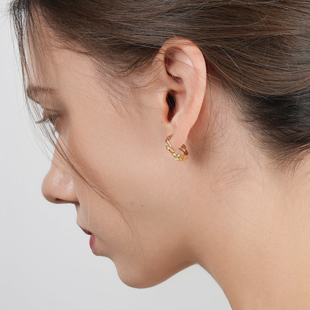Simple and High-End Liquid Minimalist Hoop Earrings