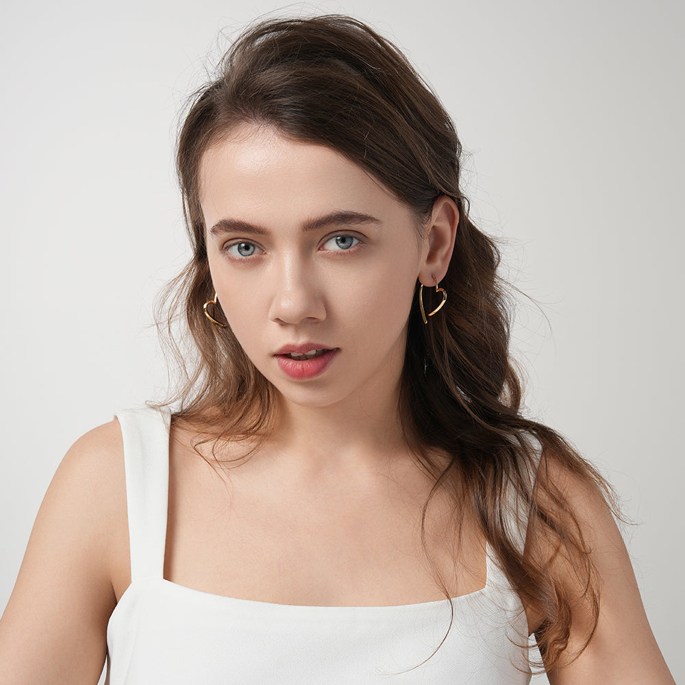 Metal heart niche design temperament sterling silver earrings