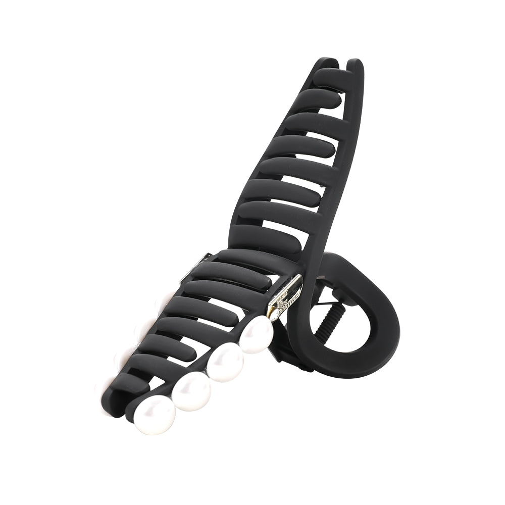 A sophisticated matte pearl hairpin with a high-end feel and a shark clip