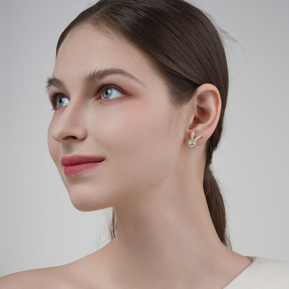 Rotatable Bunny Stud Earrings