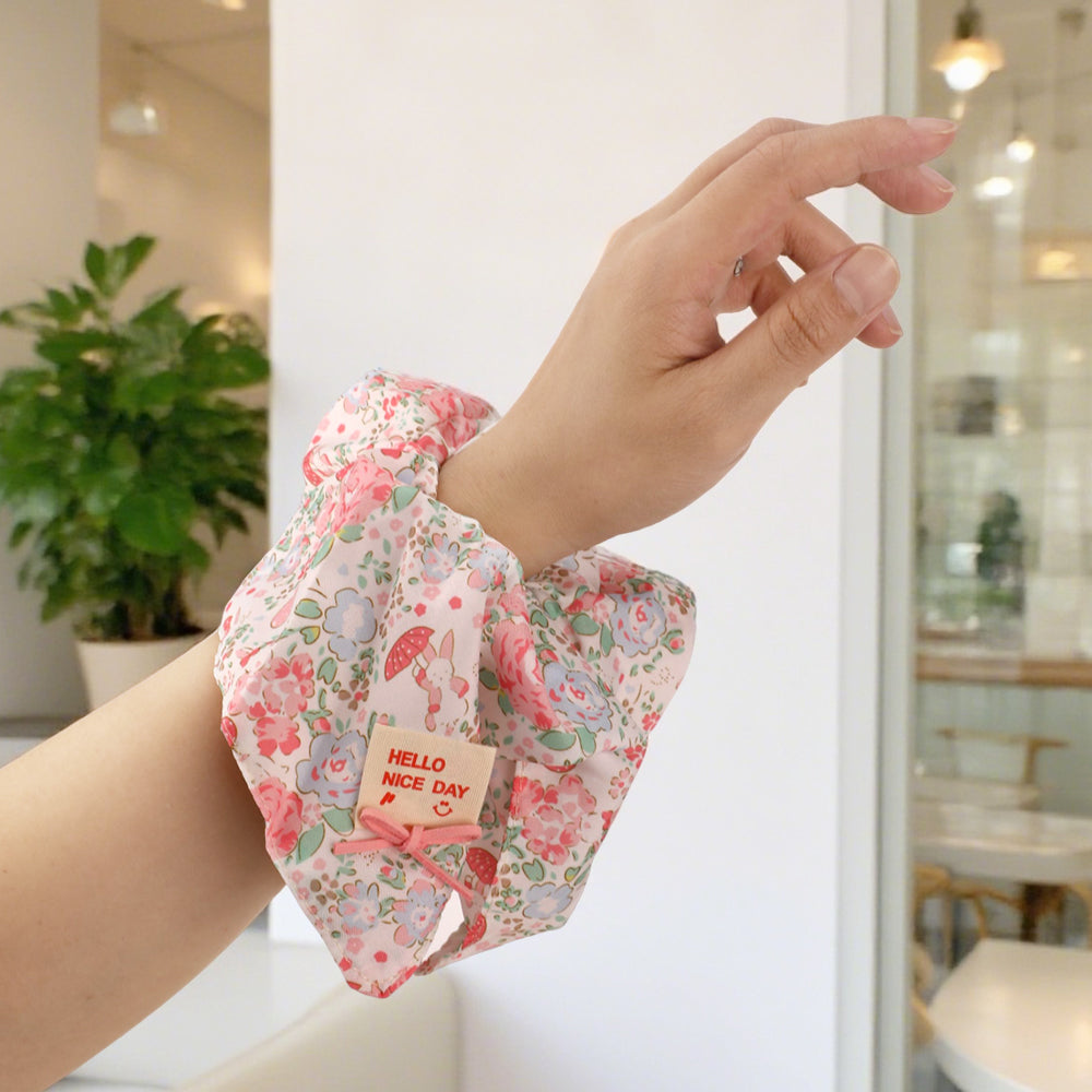 Cute Floral Chiffon Lace Hair Scrunchies | Colorful Hearts / Floral Lace / Pearl Accents