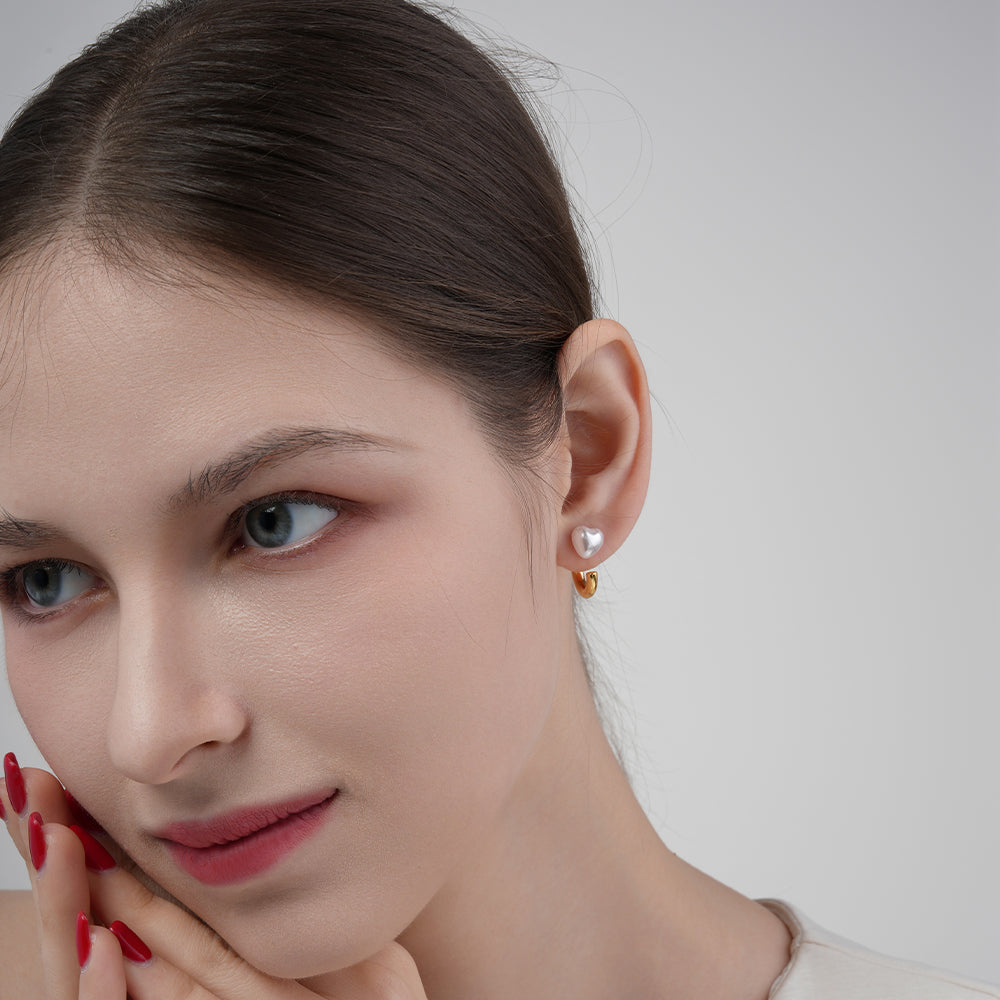 925 Silver Needle C-Shaped Hoop Pearl Earrings