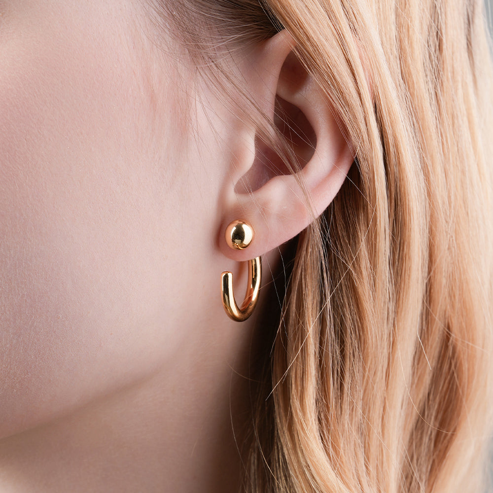 Cold retro gold bean C-shaped earrings