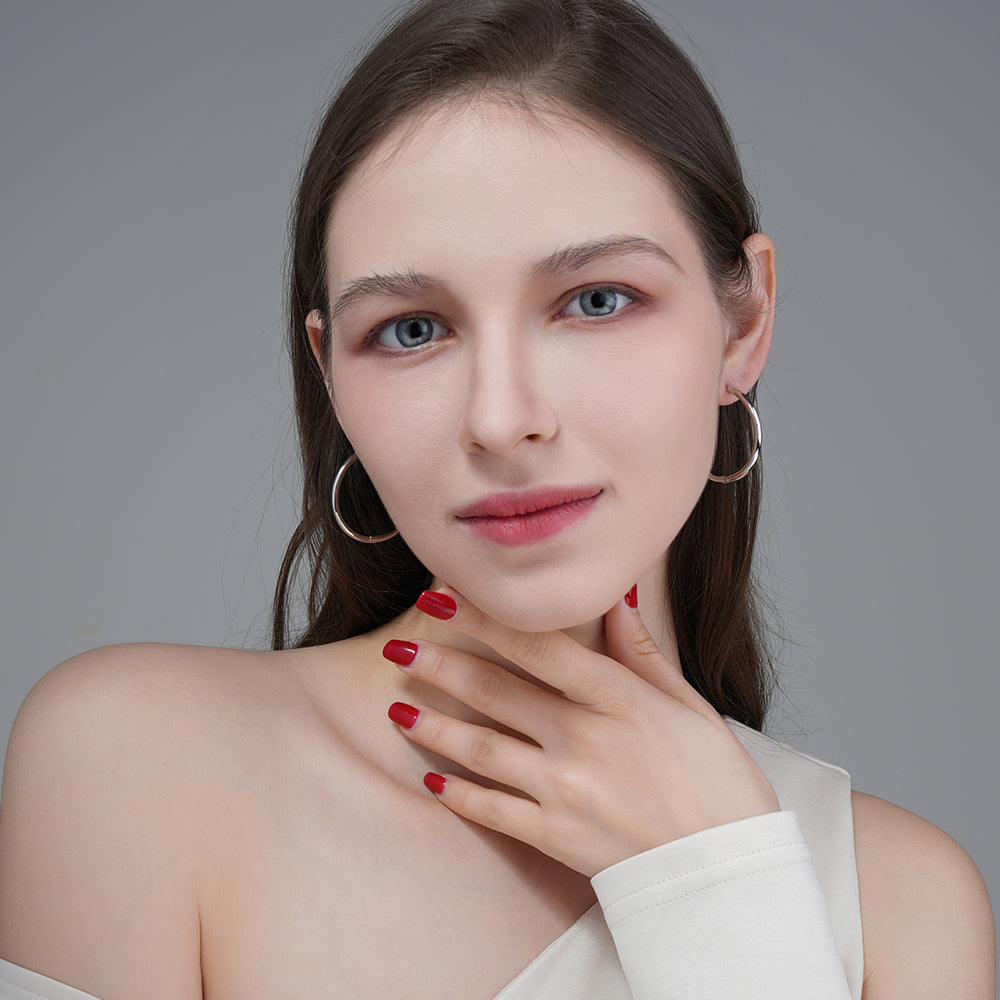 925 Sterling Silver Large Hoop Earrings