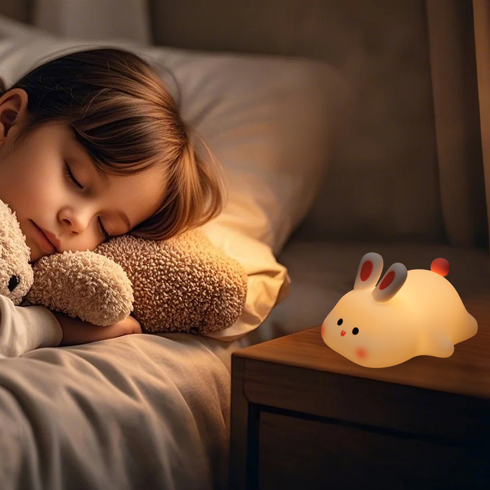 Big face rabbit night light bedroom children's eye protection sleep lamp