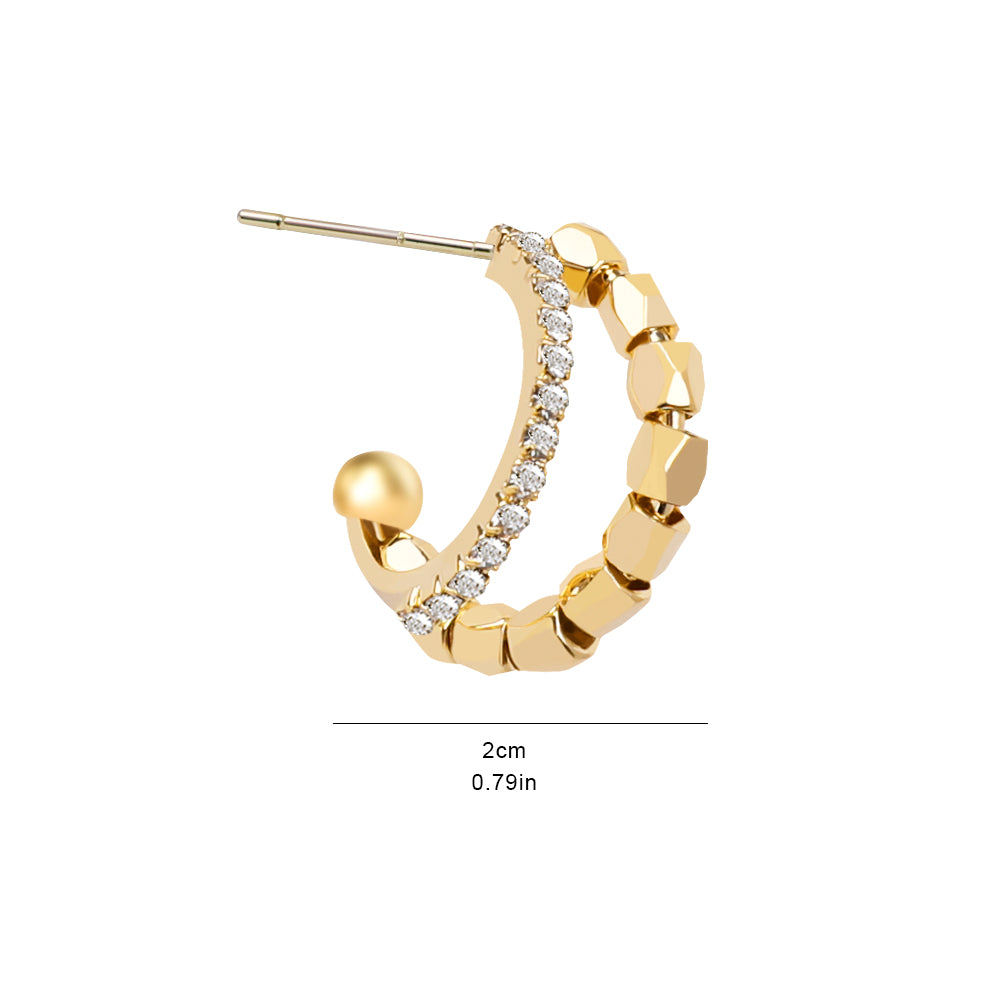 Double-Layer Sparkling Diamond Hoop Earrings
