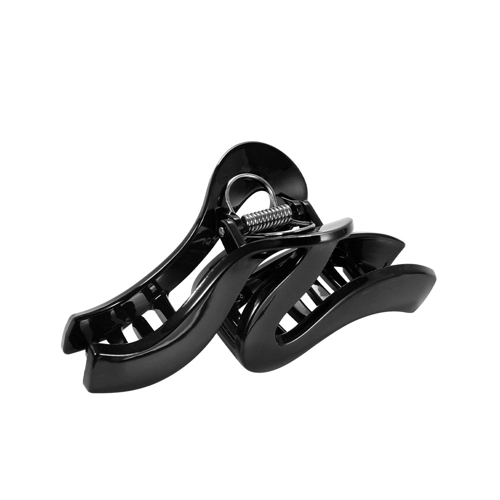 Wavy large-sized grab clip with coiled hair at the back of the head shark clip