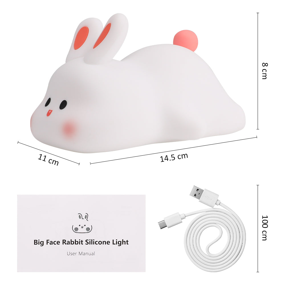 Big face rabbit night light bedroom children's eye protection sleep lamp