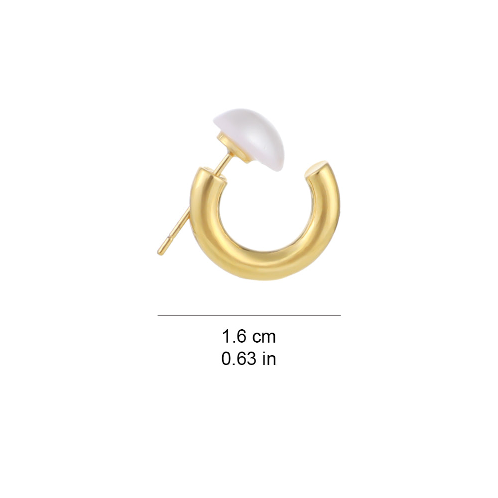 925 Silver Needle C-Shaped Hoop Pearl Earrings
