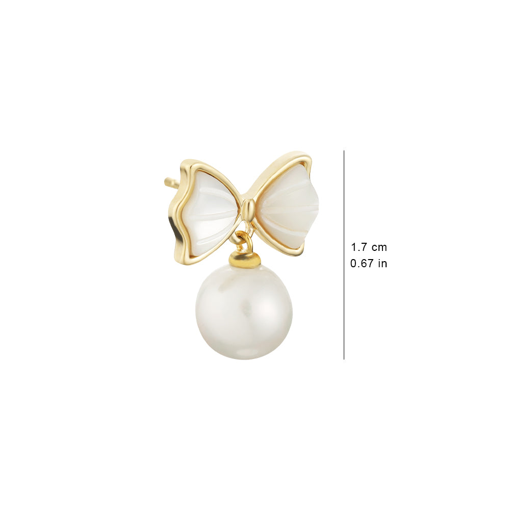 925 silver needle pearl bow temperament light luxury earrings