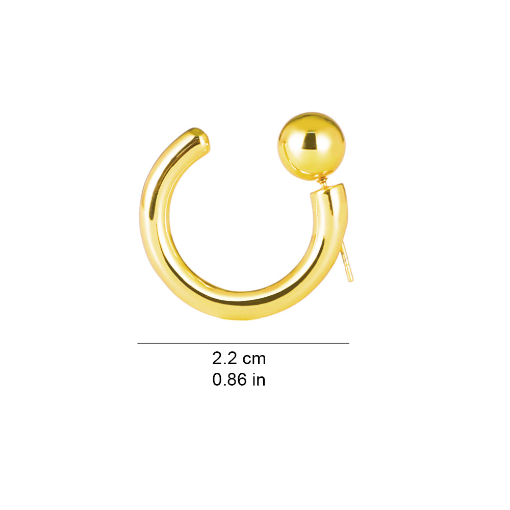 Cold retro gold bean C-shaped earrings