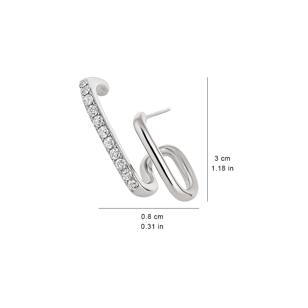 925 Silver Needle Micro-Paved Sparkling Diamond Double Vertical Bar Earrings