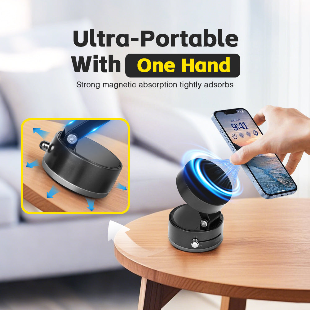 Car phone holder vacuum adsorption navigation dedicated magnetic stable holder-Deep space gray