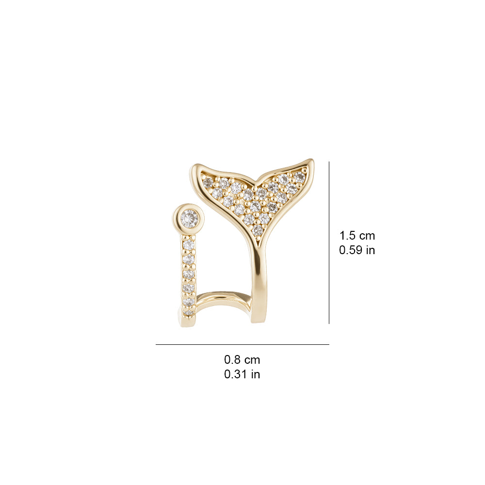 925 Silver Needle Micro-Paved Sparkling Diamond Small Mermaid Tail Stud Earrings