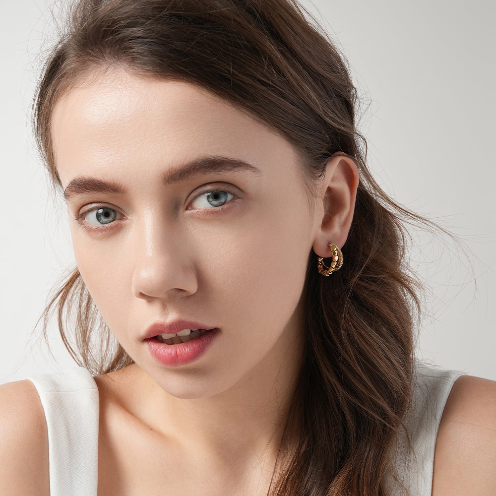 Double-Layer Sparkling Diamond Hoop Earrings