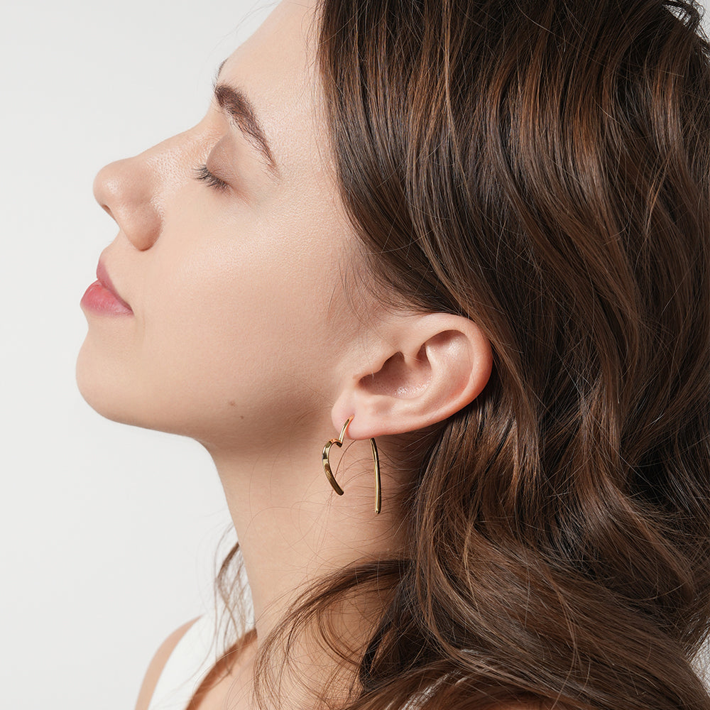 Metal heart niche design temperament sterling silver earrings