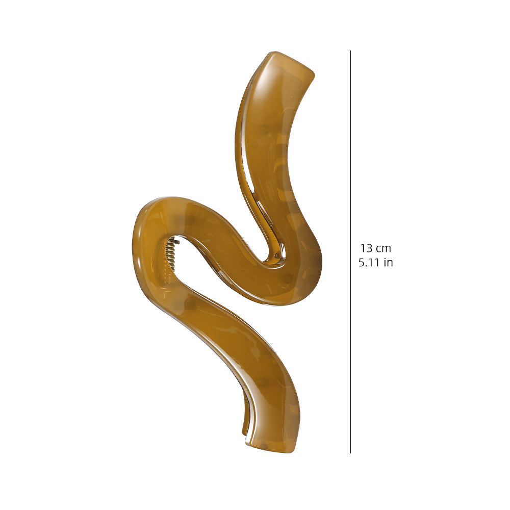 Wavy large-sized grab clip with coiled hair at the back of the head shark clip