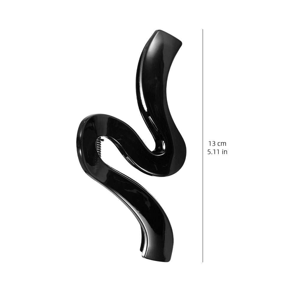 Wavy large-sized grab clip with coiled hair at the back of the head shark clip