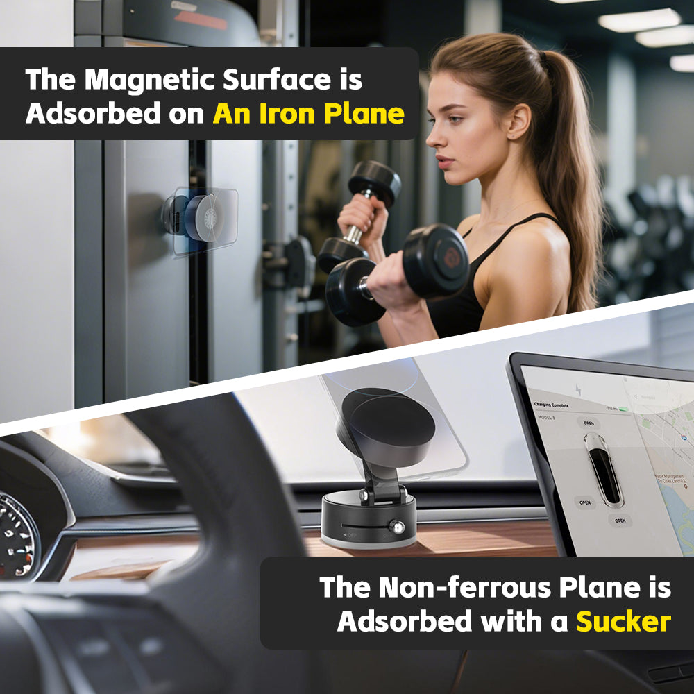 Car phone holder vacuum adsorption navigation dedicated magnetic stable holder-Deep space gray