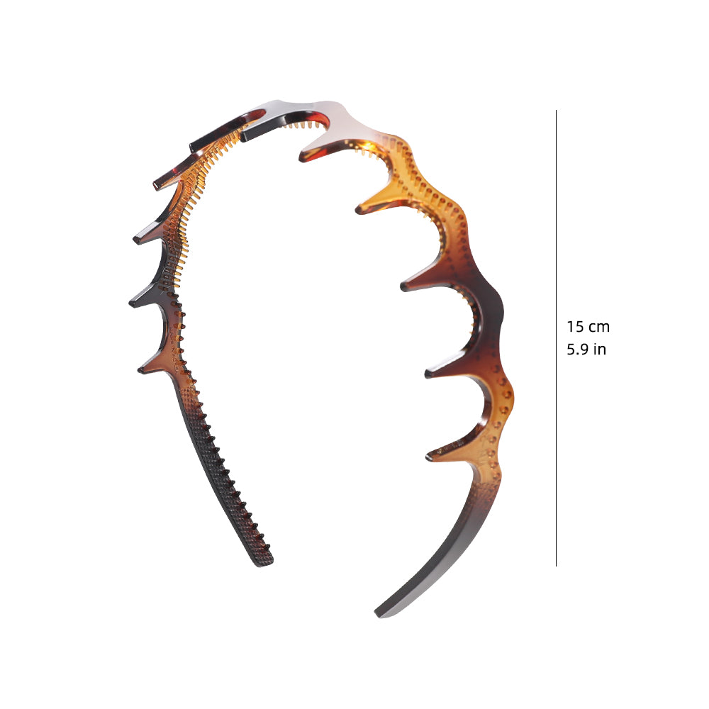 Steel standard toothed wavy hair band, women's high school skull top buckle headband