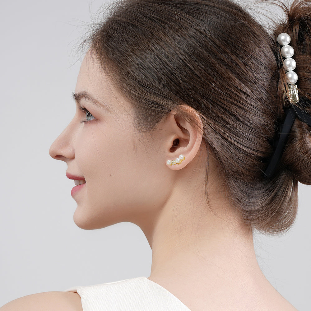 Designer smile pearl earrings