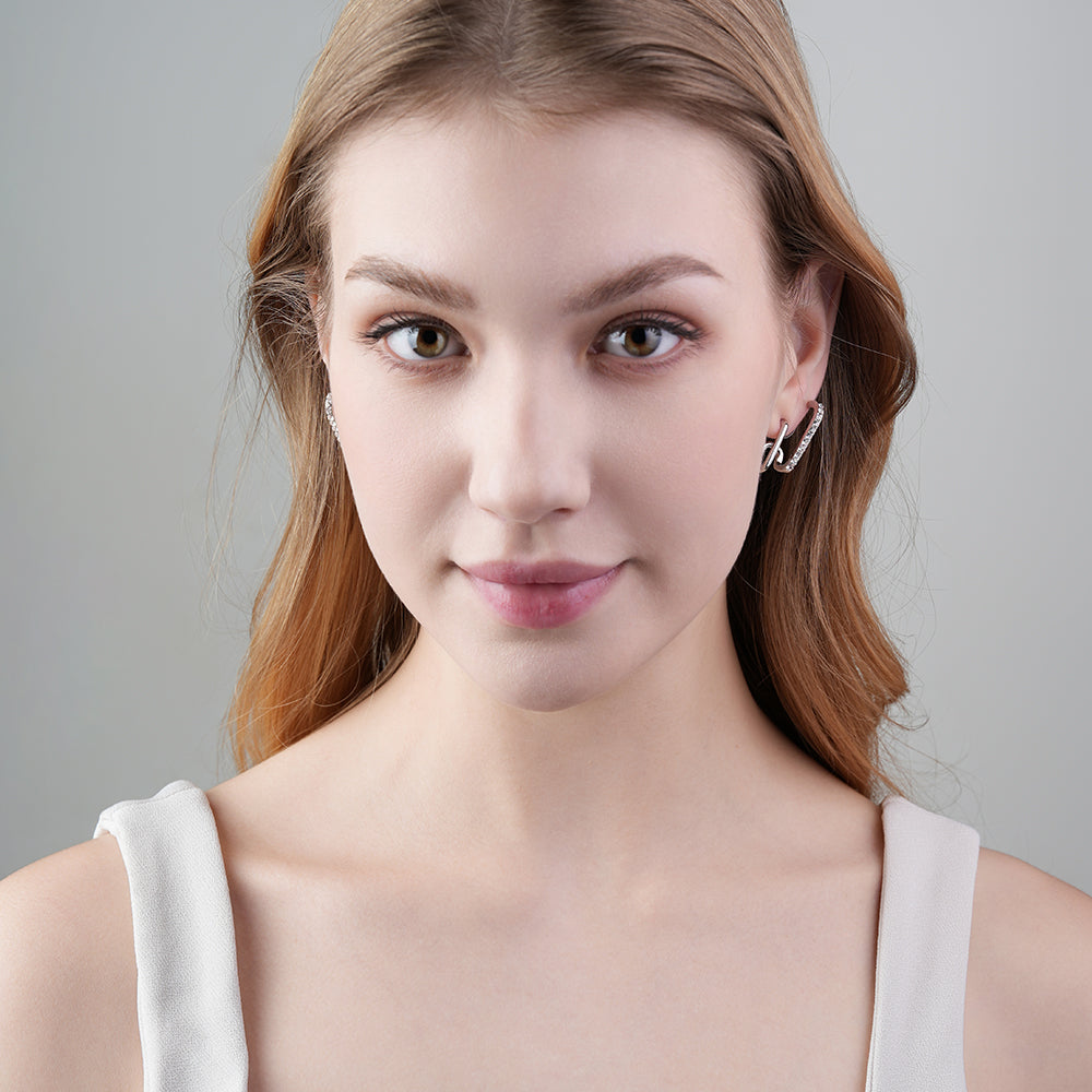 925 Silver Needle Micro-Paved Sparkling Diamond Double Vertical Bar Earrings