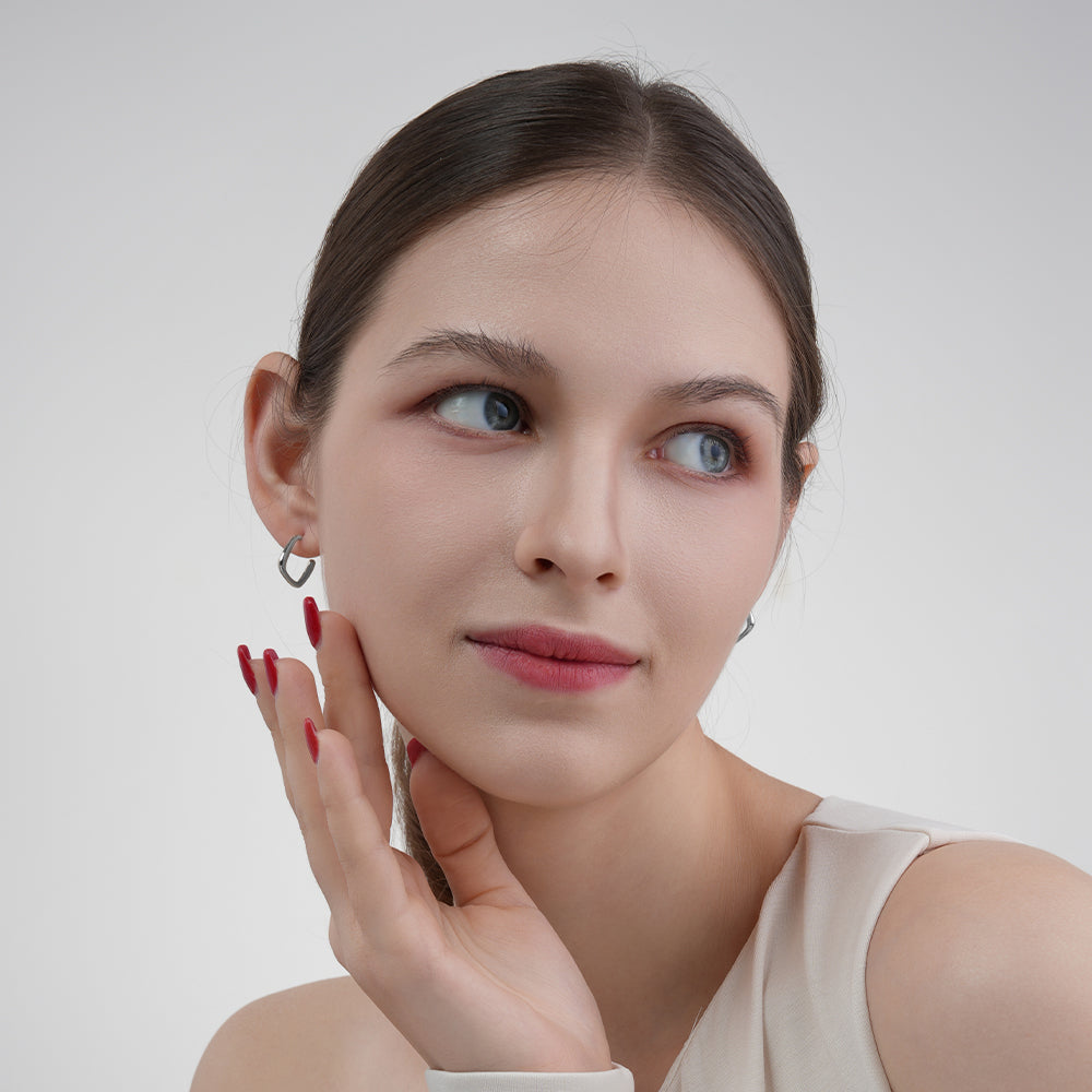 925 silver needle geometric square plain hoop polished earrings