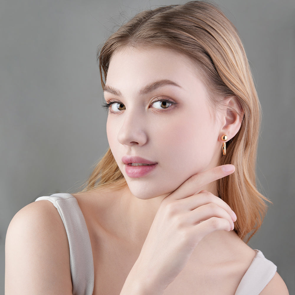 Cold retro gold bean C-shaped earrings