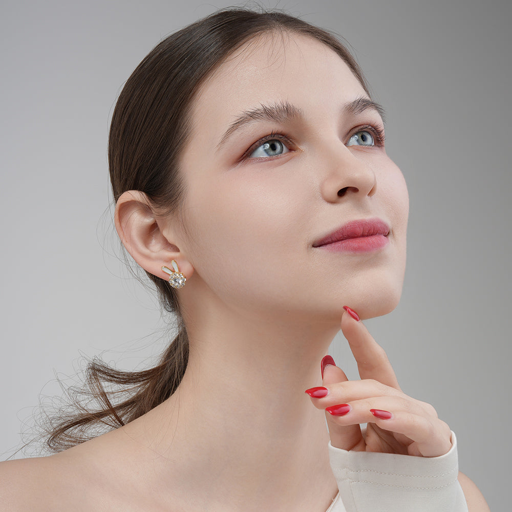 Rotatable Bunny Stud Earrings