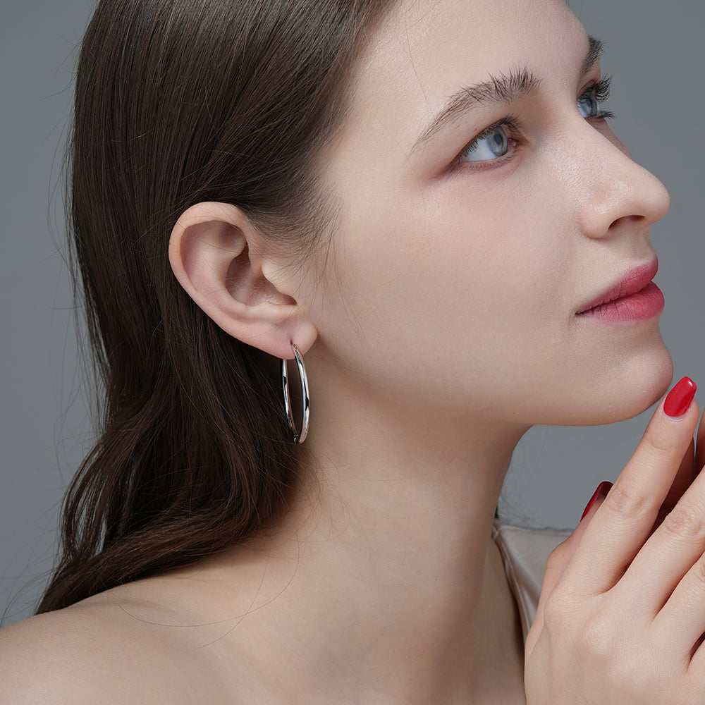 925 Sterling Silver Large Hoop Earrings
