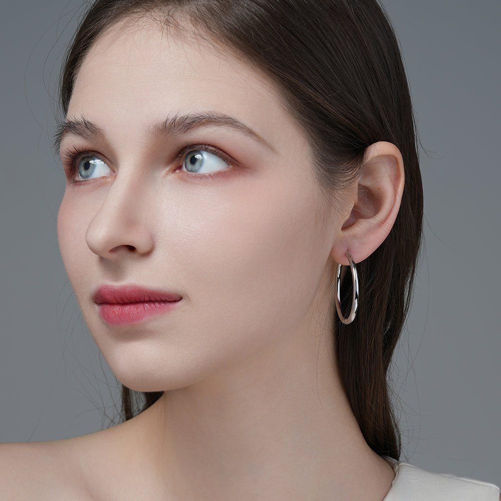 925 Sterling Silver Large Hoop Earrings