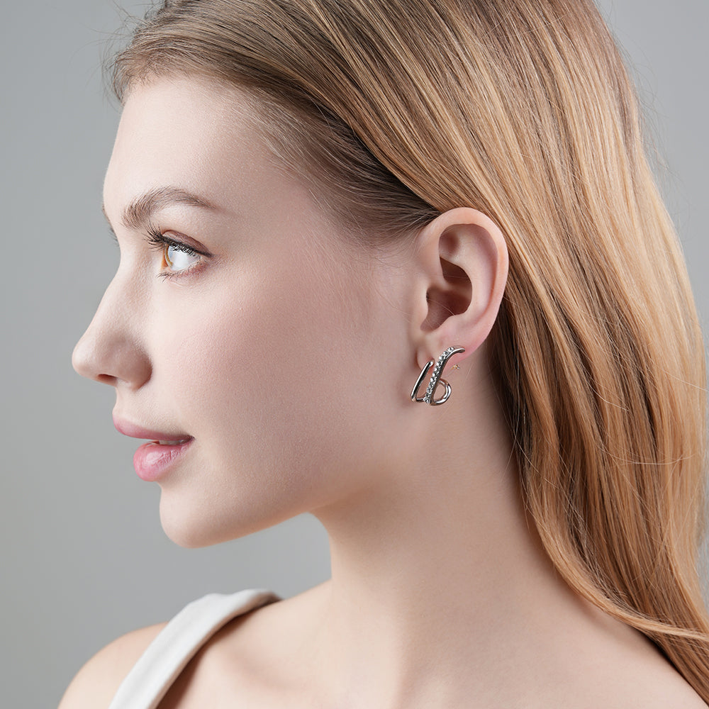 925 Silver Needle Micro-Paved Sparkling Diamond Double Vertical Bar Earrings