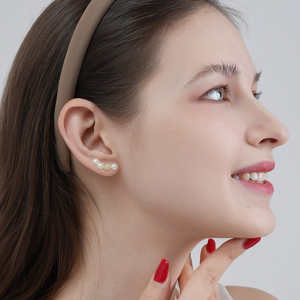 Designer smile pearl earrings