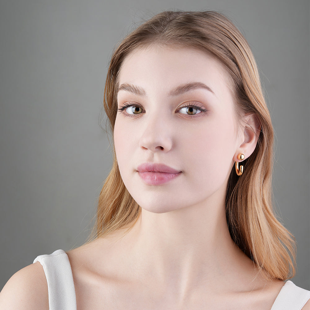 Cold retro gold bean C-shaped earrings